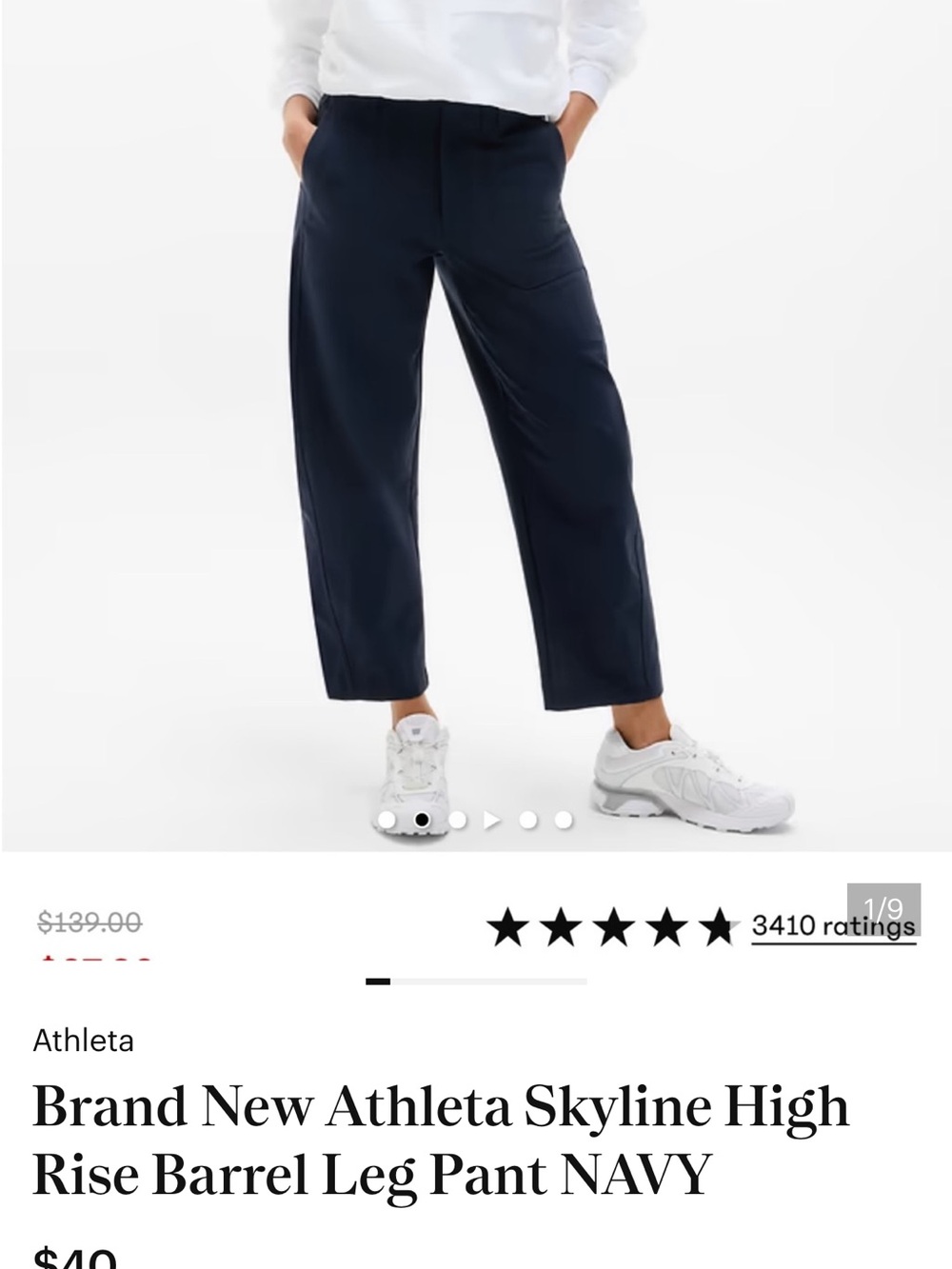 Athleta Navy Wide-Leg Pull-On Pant